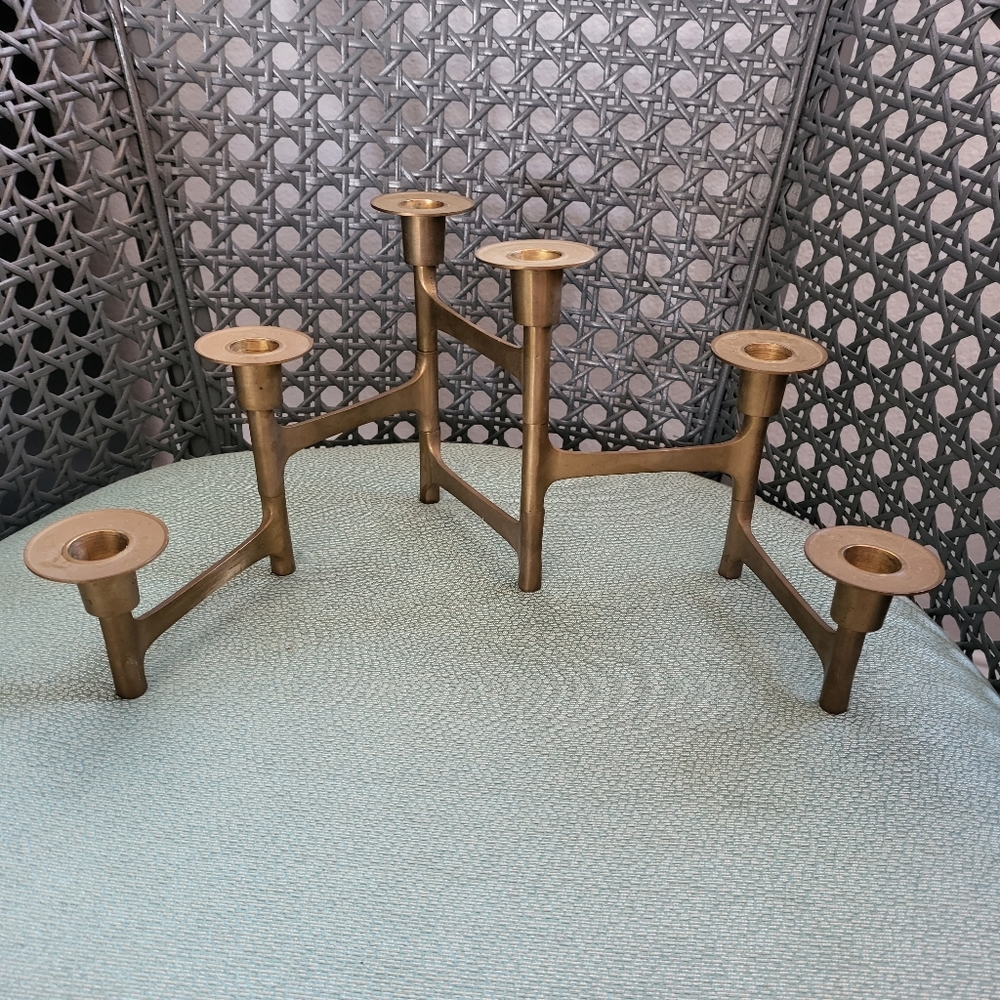 MID-CENTURY Modern Brass Articulating Danish Candle Holder - Picture 1 of 14
